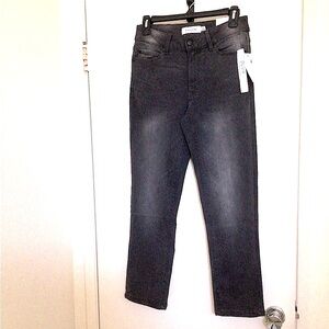 Tahari Olivia Mid Rise Slim Straight Jeans